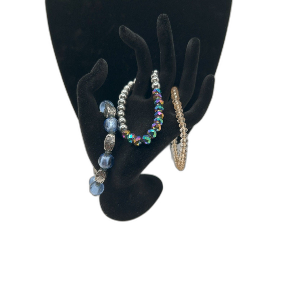 3-Piece Set Beaded Bracelets - Sparkling, Colorful, and Elegant Jewelry